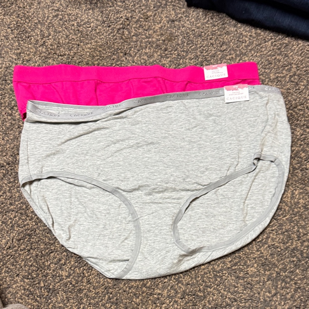 Cacique Vibrant Pink and Soft Gray Panties Trio New With Tags 18/20 - Picture 3 of 6